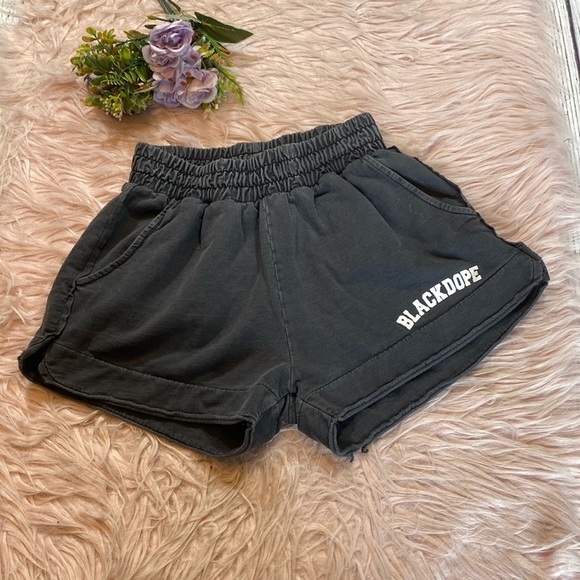 Black Dope Faded Drawstring Black Shorts sz XS - Picture 1 of 9